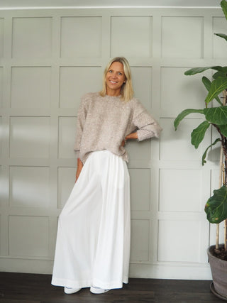 Reed Round Neck Jumper with Subtle Sequins and Lurex Threads - Pink, Silver and Taupe