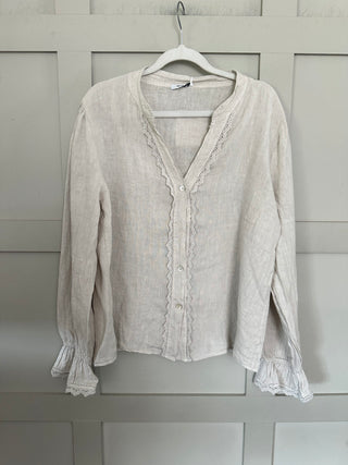 Fearne Blouse with LONG sleeves - Baby Blue, Coral, Cornflower Blue, Navy Blue, Off White, Pale Pink, Stone