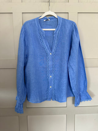 Fearne Blouse with LONG sleeves - Baby Blue, Coral, Cornflower Blue, Navy Blue, Off White, Pale Pink, Stone