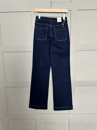 Violetta Skinny Flare Bootcut, Mid Rise Jeans with Square Front Pockets - Black, Dark Indigo, Denim Blue, Ecru, Grey, Khaki