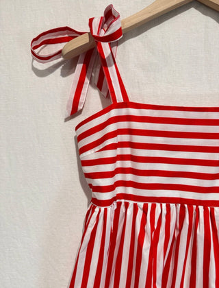 Leonard Striped Sundress - Khaki, Red