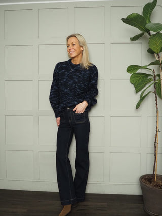 Violetta Skinny Flare Bootcut, Mid Rise Jeans with Square Front Pockets - Black, Dark Indigo, Denim Blue, Ecru, Grey, Khaki