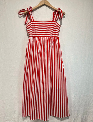 Leonard Striped Sundress - Khaki, Red