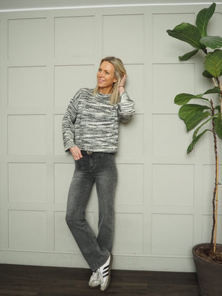 Violetta Skinny Flare Bootcut, Mid Rise Jeans with Square Front Pockets - Black, Dark Indigo, Denim Blue, Ecru, Grey, Khaki