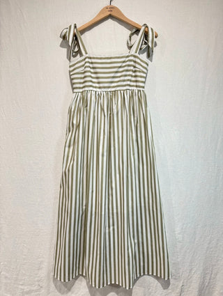 Leonard Striped Sundress - Khaki, Red