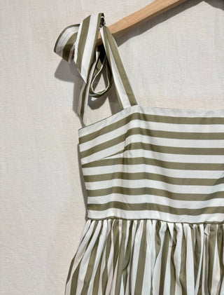 Leonard Striped Sundress - Khaki, Red