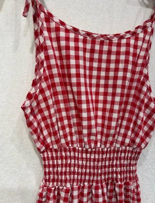 Fiona Checked Sundress - Red/Off White