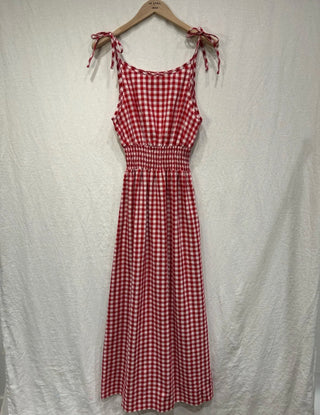 Fiona Checked Sundress - Red/Off White