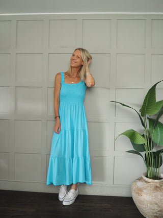 Hove Maxi Dress with Elasticated Shoulder Straps and Shirred Bodice - 10 Colours