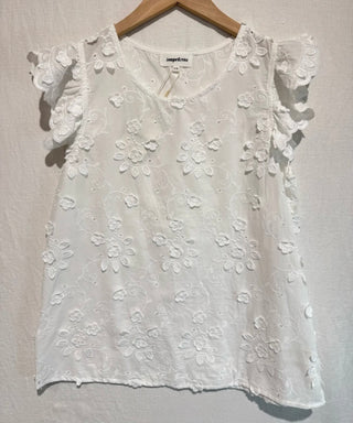 Naomi Textured Short Sleeve Blouse - White
