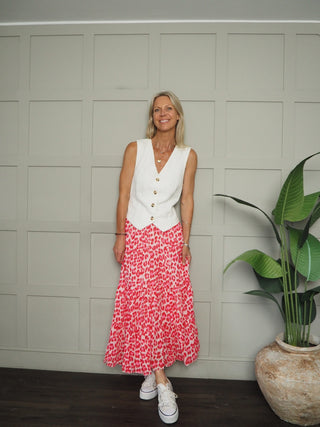 York Cotton Leopard Print Skirt - Black, Light Pink, Neon Pink, Red