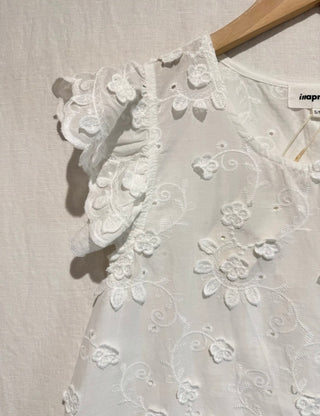 Naomi Textured Short Sleeve Blouse - White