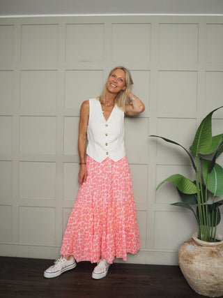 York Cotton Leopard Print Skirt - Black, Light Pink, Neon Pink, Red