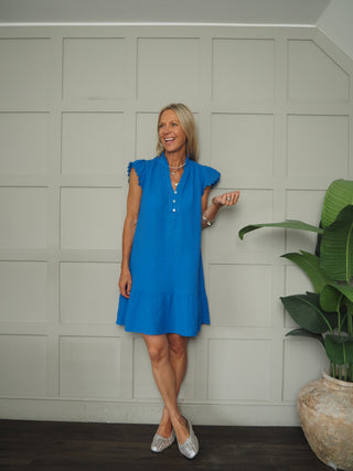 Scarlet Cheesecloth Dress - Cobalt Blue, Coral, Mocha, Navy Blue, White