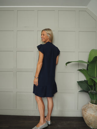 Scarlet Cheesecloth Dress - Cobalt Blue, Coral, Mocha, Navy Blue, White