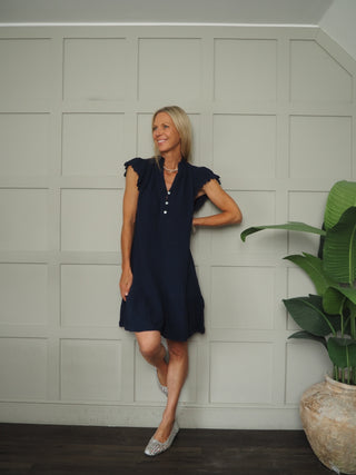Scarlet Cheesecloth Dress - Cobalt Blue, Coral, Mocha, Navy Blue, White