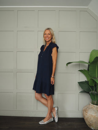 Scarlet Cheesecloth Dress - Cobalt Blue, Coral, Mocha, Navy Blue, White