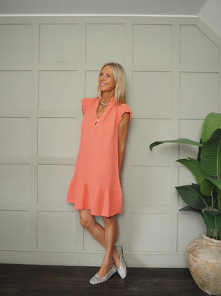 Scarlet Cheesecloth Dress - Cobalt Blue, Coral, Mocha, Navy Blue, White