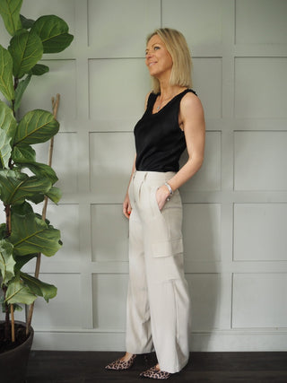 Sparky Mid Rise Cargo Trousers - Stone