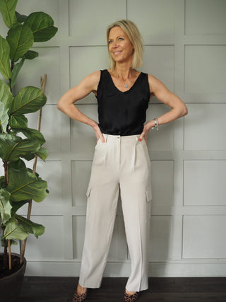 Sparky Mid Rise Cargo Trousers - Stone