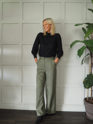 Phipps Long Sleeve Blouse - Black, Off White