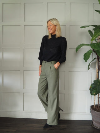 Phipps Long Sleeve Blouse - Black, Off White