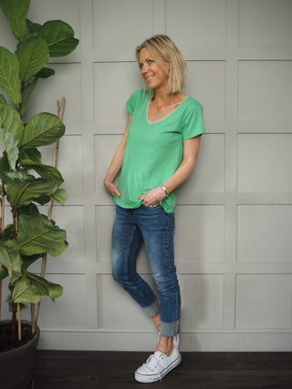 Willow V Neck T-Shirt with Contrasting Trim - 5 Colours