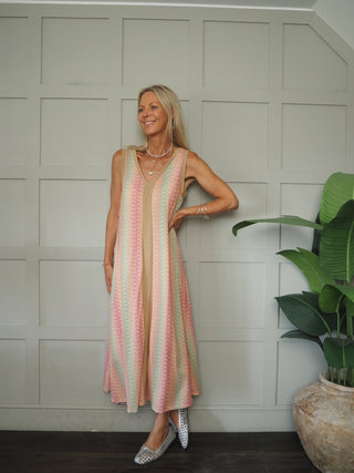Mizzo Dress with Gold Lurex Detailing - Multi