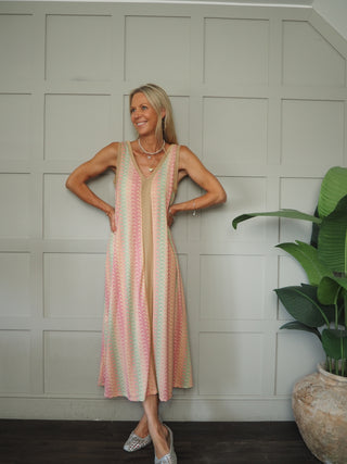 Mizzo Dress with Gold Lurex Detailing - Multi