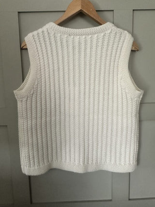 Canmello Sleeveless Cardigan with Gold Buttons &amp; Faux Pockets - Black, Camel and Ecru