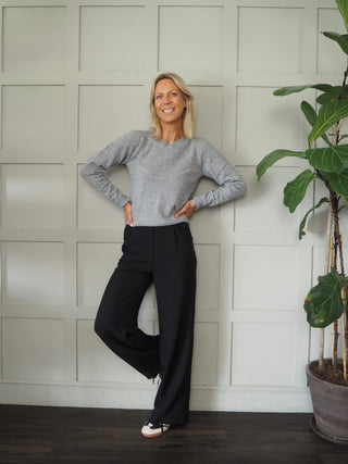 Evina Cashmere Round Neck Jumper with Ribbing Detail by Part Two - 6 Colours