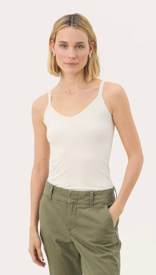 Hydda Soft, Stretch Vest with V Neckline by Part Two - Black, Cream, Pink