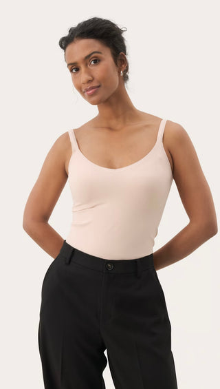 Hydda Soft, Stretch Vest with V Neckline by Part Two - Black, Cream, Pink