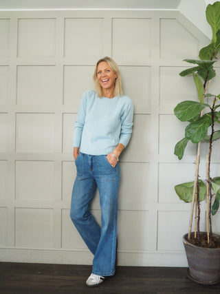 Evina Cashmere Round Neck Jumper with Ribbing Detail by Part Two - 6 Colours