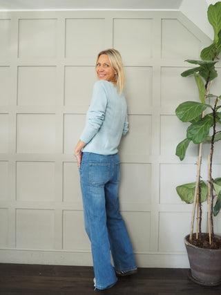 Evina Cashmere Round Neck Jumper with Ribbing Detail by Part Two - 6 Colours