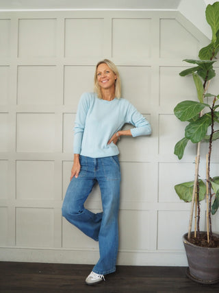 Evina Cashmere Round Neck Jumper with Ribbing Detail by Part Two - 6 Colours