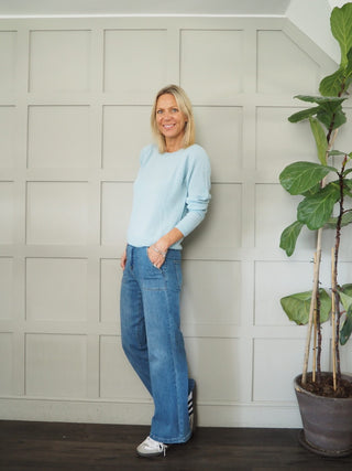 Evina Cashmere Round Neck Jumper with Ribbing Detail by Part Two - 6 Colours