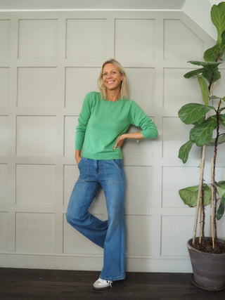 Evina Cashmere Round Neck Jumper with Ribbing Detail by Part Two - 6 Colours