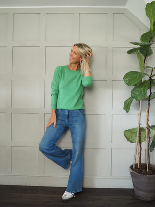 Evina Cashmere Round Neck Jumper with Ribbing Detail by Part Two - 6 Colours