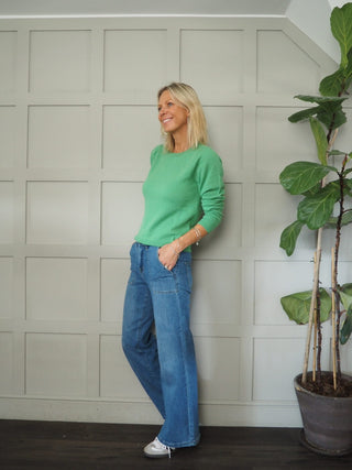 Evina Cashmere Round Neck Jumper with Ribbing Detail by Part Two - 6 Colours