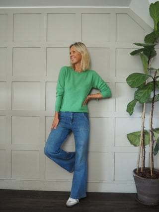 Evina Cashmere Round Neck Jumper with Ribbing Detail by Part Two - 6 Colours