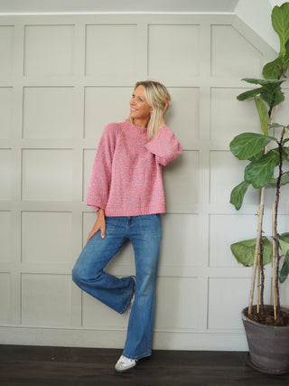 Dream Popcorn Turtle Neck Jumper - Blue/Pink, Camel/Ecru and Pink/Purple