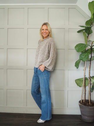 Dream Popcorn Turtle Neck Jumper - Blue/Pink, Camel/Ecru and Pink/Purple