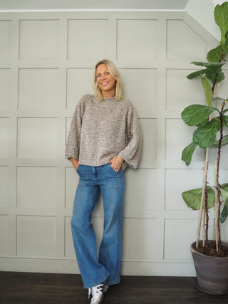 Dream Popcorn Turtle Neck Jumper - Blue/Pink, Camel/Ecru and Pink/Purple