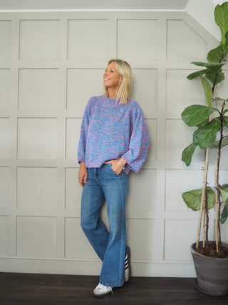 Dream Popcorn Turtle Neck Jumper - Blue/Pink, Camel/Ecru and Pink/Purple