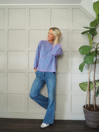 Dream Popcorn Turtle Neck Jumper - Blue/Pink, Camel/Ecru and Pink/Purple