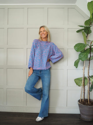 Dream Popcorn Turtle Neck Jumper - Blue/Pink, Camel/Ecru and Pink/Purple