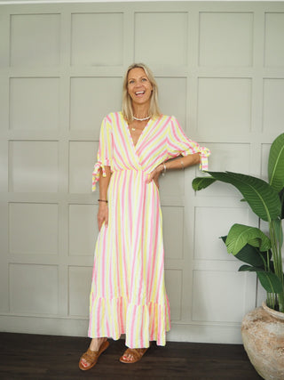 Anna Cheesecloth Dress - Neon Orange, Neon Yellow, Sky Blue