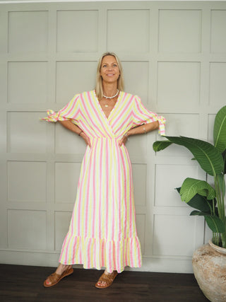 Anna Cheesecloth Dress - Neon Orange, Neon Yellow, Sky Blue