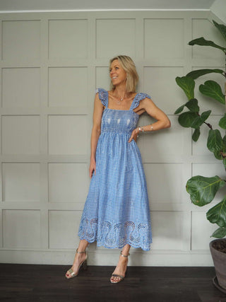 Oakley Gingham Dress - Blue/White